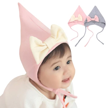 

Bow Cotton Baby Girl Hat Sweet Princess Newborn Baby Beanie Lace Up Ear Protect Infant Hat Spring Autumn Birthday Gift Baby Girl