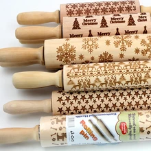 35 см деревянные елочные тиснение скалка для выпечки печенье печенье, фондан, пирог тесто выгравированы ролика Олени Снежинка