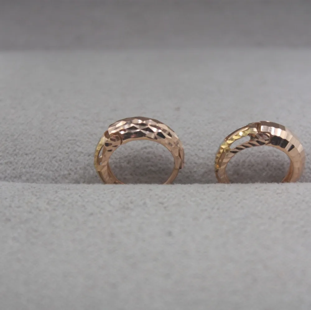 

Pure 18K Multi-tone Gold Hoop Earrings Personalized Carved Gift Cute Earrings 1.5-1.8g Everyday Jewelry Mother Best Gift