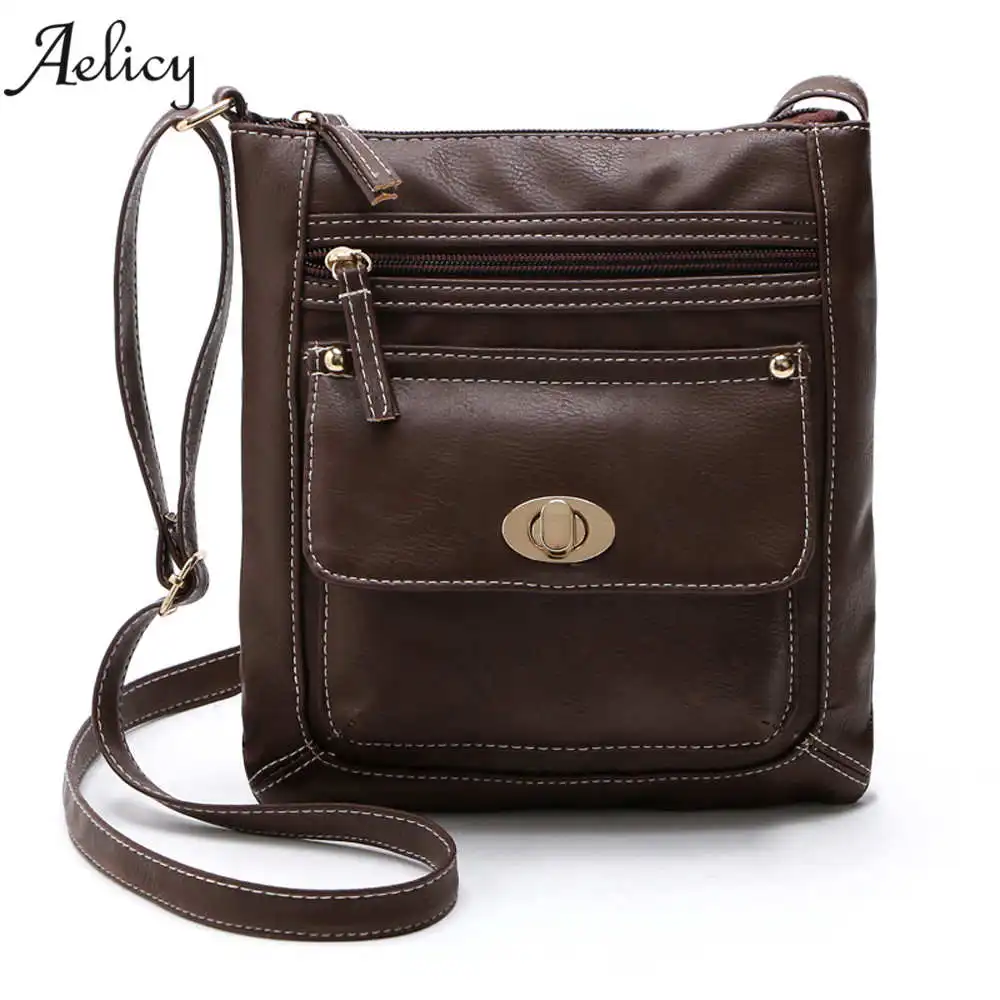 Aelicy модная женская кожаная сумка через плечо женская сумка на плечо роскошные сумки женские сумки дизайнерские - Цвет: Coffee