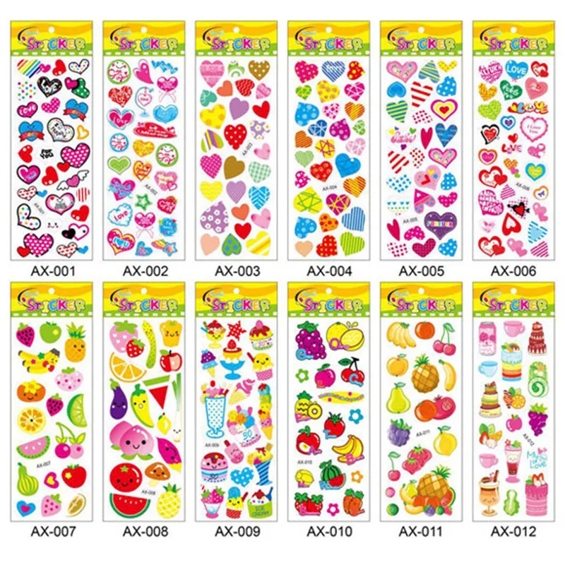 10 PCS Colorful 3D Stickers Cartoon Fish Kindergarten Reward Adhesive Paper