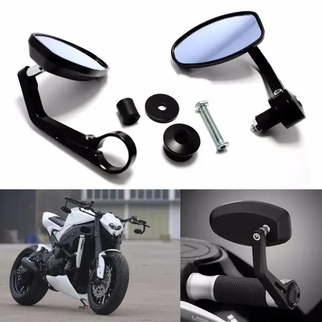 US $12.72 Pair 78 22mm Universal Aluminum Rear HANDLE BAR END Rearview Side Handlebars Mirrors For Street S