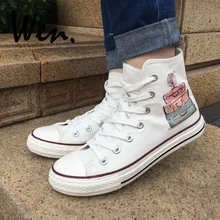 Вэнь белая парусиновая обувь акварельный багаж путешествия по всему миру дизайн для мужчин Топ кеды на высокой платформе женские плимсоллы