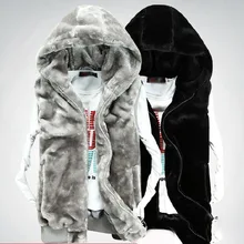 The new autumn and winter 2016 men's vest male vest warm Fleece men's mink hooded vest male vest