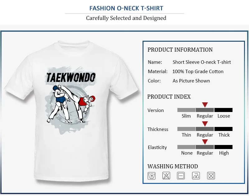 Cheap Print T Shirts Summer Fall 100% Cotton O Neck Tops Shirts Short Sleeve Street Taekwondo Head Kick Cartoon Clothing Shirt Taekwondo Head Kick Cartoon