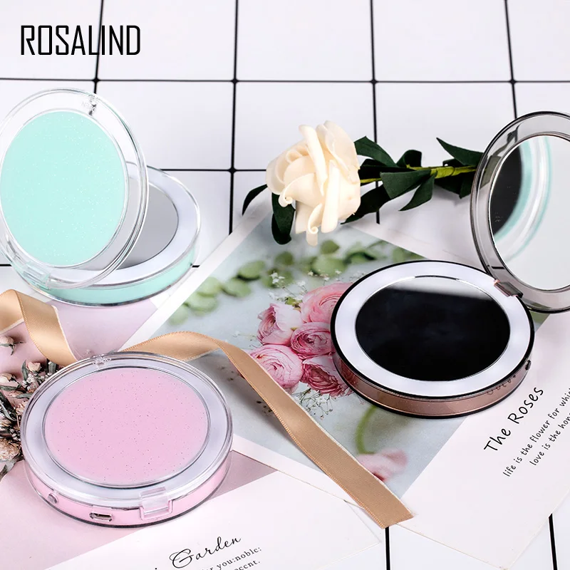 

ROSALIND Mirror Make Up Light Vanity Magnifying Pocket Compact Spiegel Portable Mirror With LED Light USB Charger Cosmetic Tool
