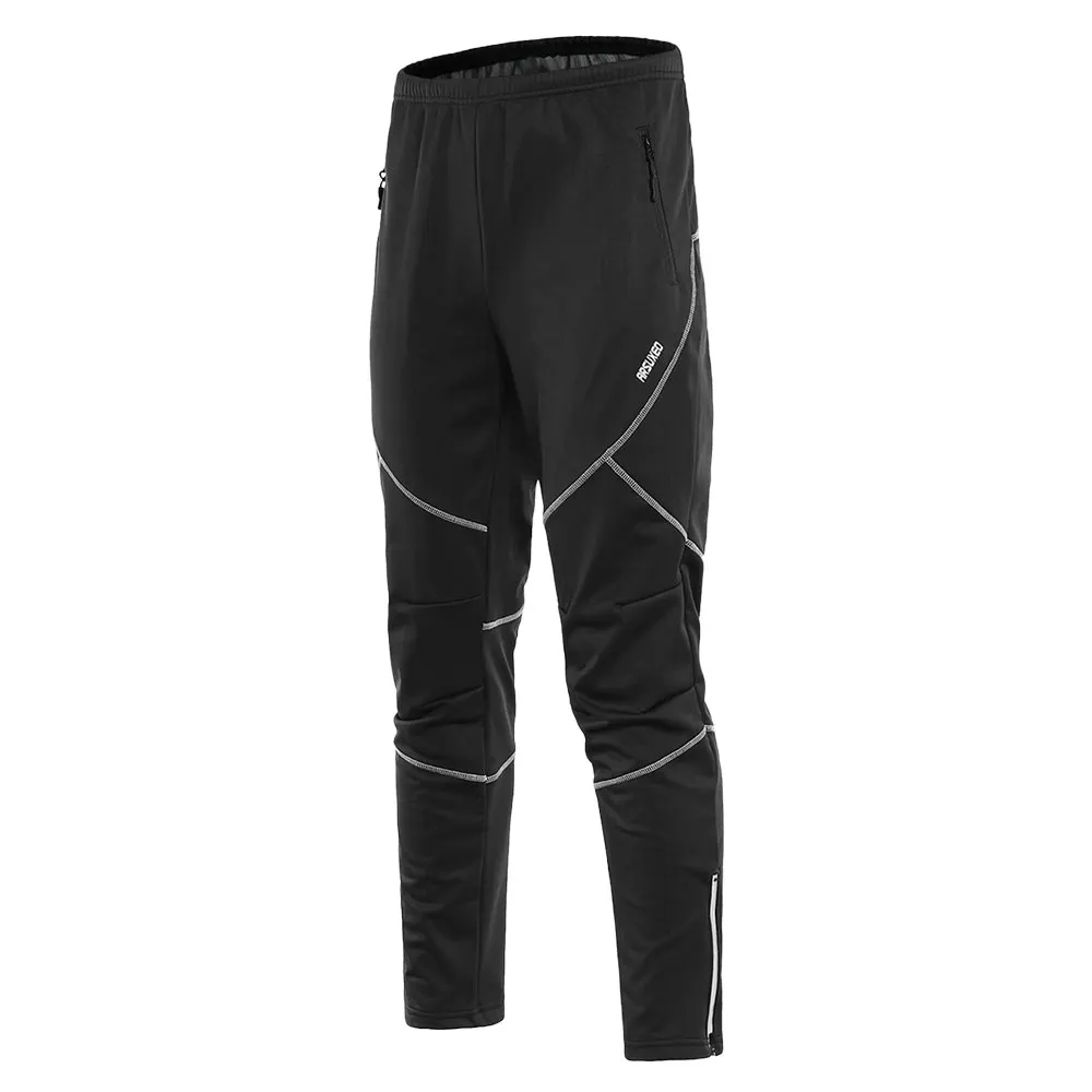 Мужские Водонепроницаемые флисовые ветрозащитные зимние велосипедные штаны для верховой езды, спортивные штаны для велоспорта, велосипедные штаны, велосипедные брюки - Цвет: Black  Grey