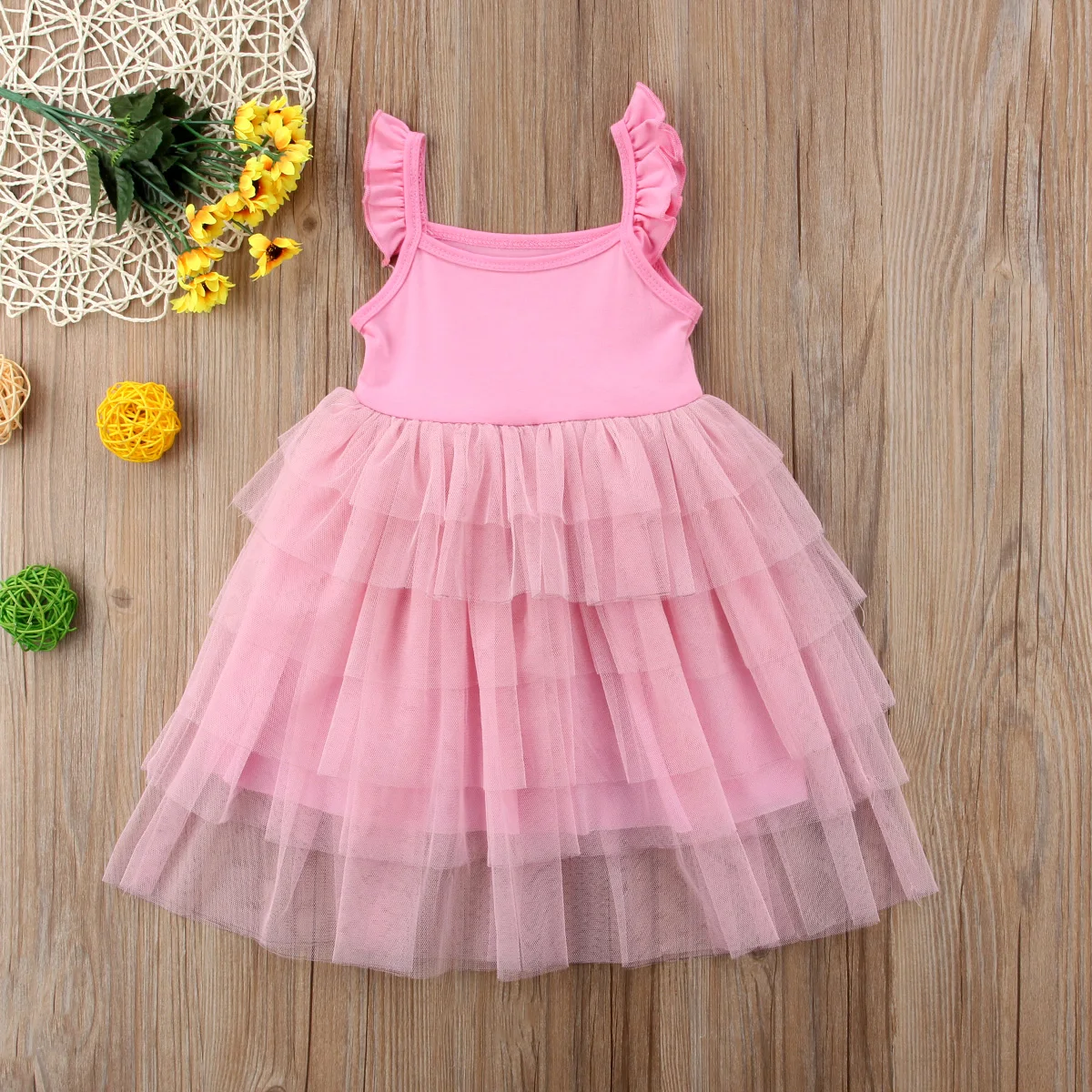 Newborn Baby Girls Tutu Lace Dress Kids Toddler Princess Formal Solid
