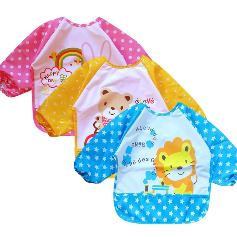 Baby Kid Boy Girl Children water resist EVA Feeding Bib Apron Smock shirts Vest
