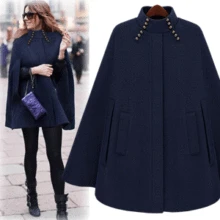 Cool street style cloak outerwear camel blue