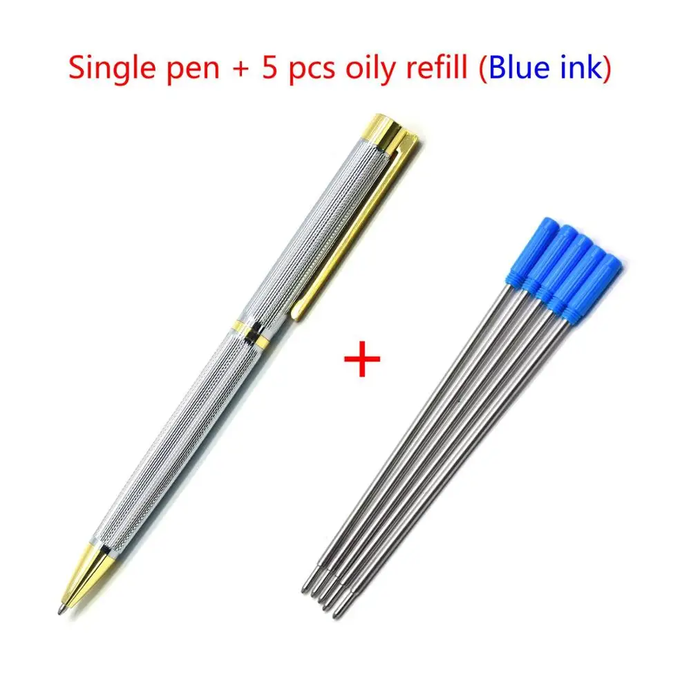 Guoyi Z090 металлическая шариковая ручка 0,7 мм наконечник для школы, офиса, учебы, основные канцелярские принадлежности, Подарочная роскошная ручка, ручка для бизнес-отеля - Цвет: Gold-5 Blue refills