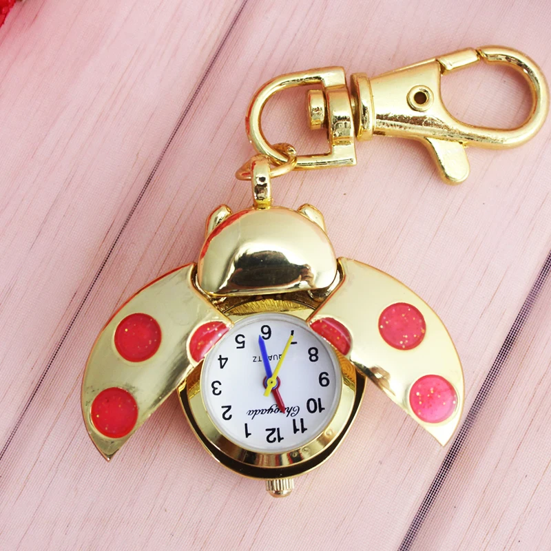 

2018 cyd new gold flip children boys girls fashion pocket watch women small portable quartz cute pendant Key chain watch