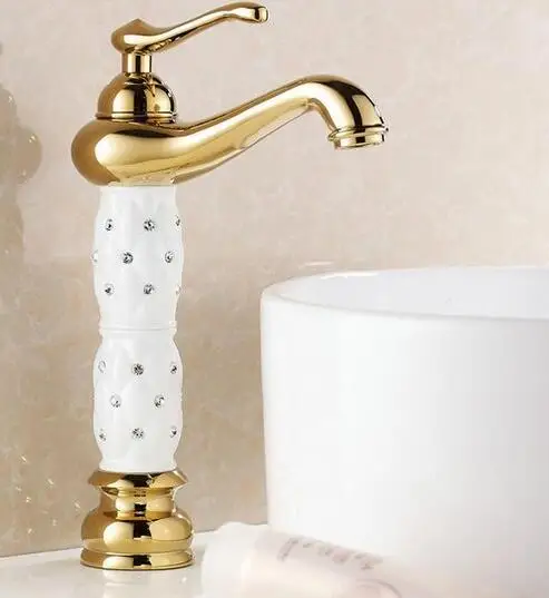 Роскошный хрустальный кулон для ванной Золотой держатель для бумажных полотенец Настенный держатель для зубной щетки металлическая мыльница керамический Золотой набор для ванной комнаты - Цвет: faucet