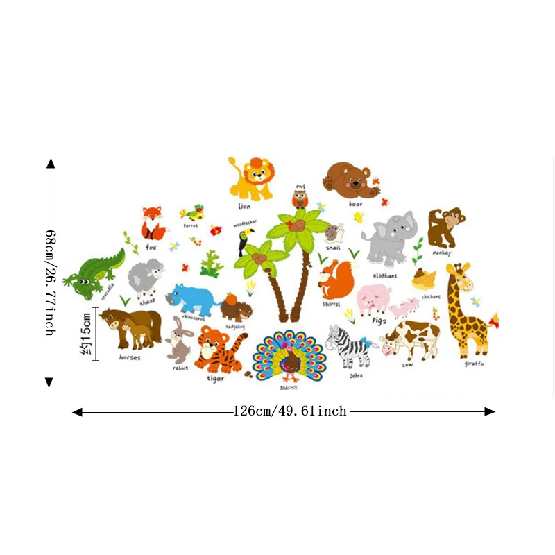 Zs наклейка джунгли животные наклейка на стену s детская комната Домашний декор джунгли сафари виниловая Детская комната Наклейка в детскую комнату декор для детской комнаты - Цвет: sk9296