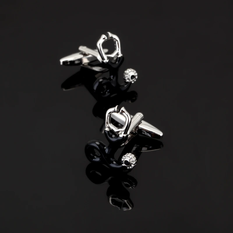 

XK527 Men's shirts Cufflinks black stethoscope Cufflinks senior process 3 double sale free shipping