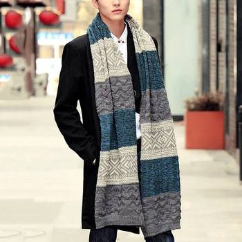 

New Fashion Men Casual Warm Winter Long Comfortable Patchwork Scarf Xmas Gift