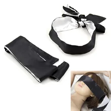Soft Silk Satin Eye Patch Mask Ribbon Bondage Flirting Blindfold Sex Products Double Layer Blind Mask For Sleep Rest Wedding