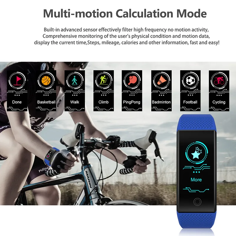  LIGE Smart Bracelet IP68 Waterproof sport Watch Heart Rate Blood Pressure Pedometer Wristband Fitne - 33038999196