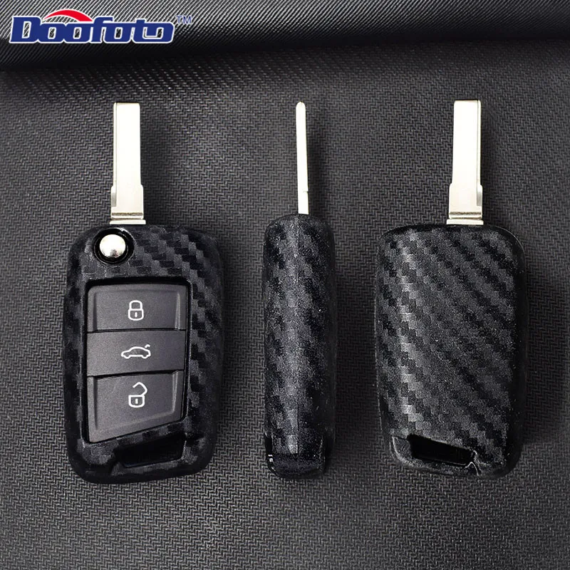 Carbon fiber key cover for SKODA (5)