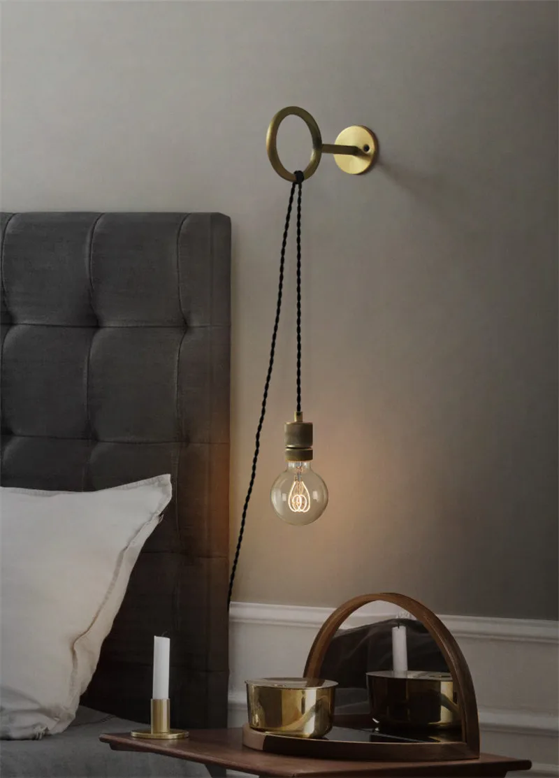 DIY Лофт винтажный настенный светильник бра Edison промышленный Железный выдвижной кольцевой переключатель штекер прикроватные Настенные светильники для домашнего декора освещение