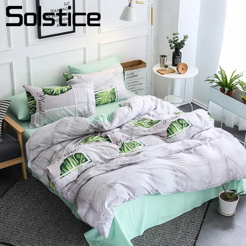 Solstice Home Textile Light Gray Green Girl Kids Bedding Set Duvet