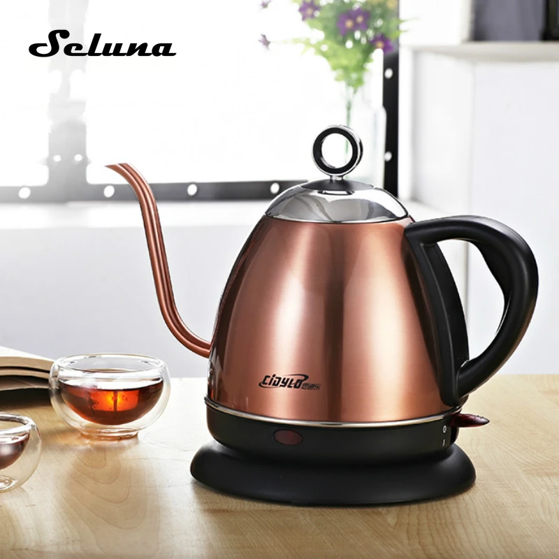 High-quality 1L Gooseneck Electric Kettle Stainless Steel Pour Over Kettle Hand Drip Coffee Pot Teapot V60 Coffee Maker Barista