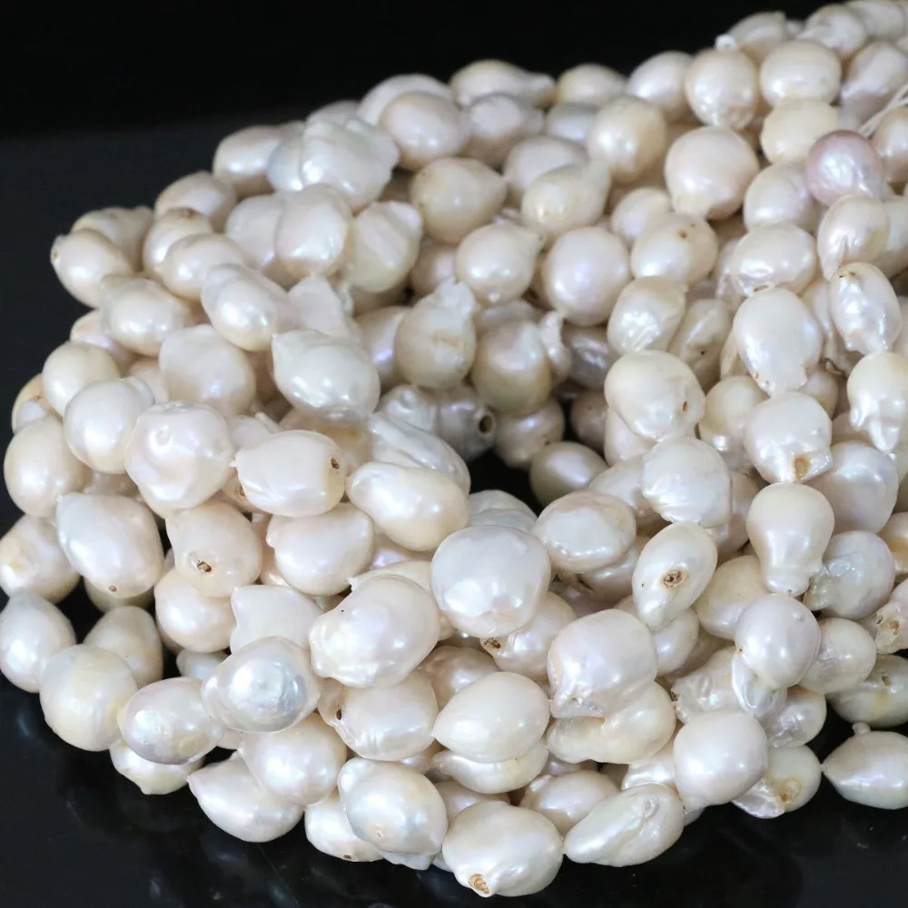 Natural 12-16mm freshwater cultured white pearls irregular fastform beads | Украшения и аксессуары