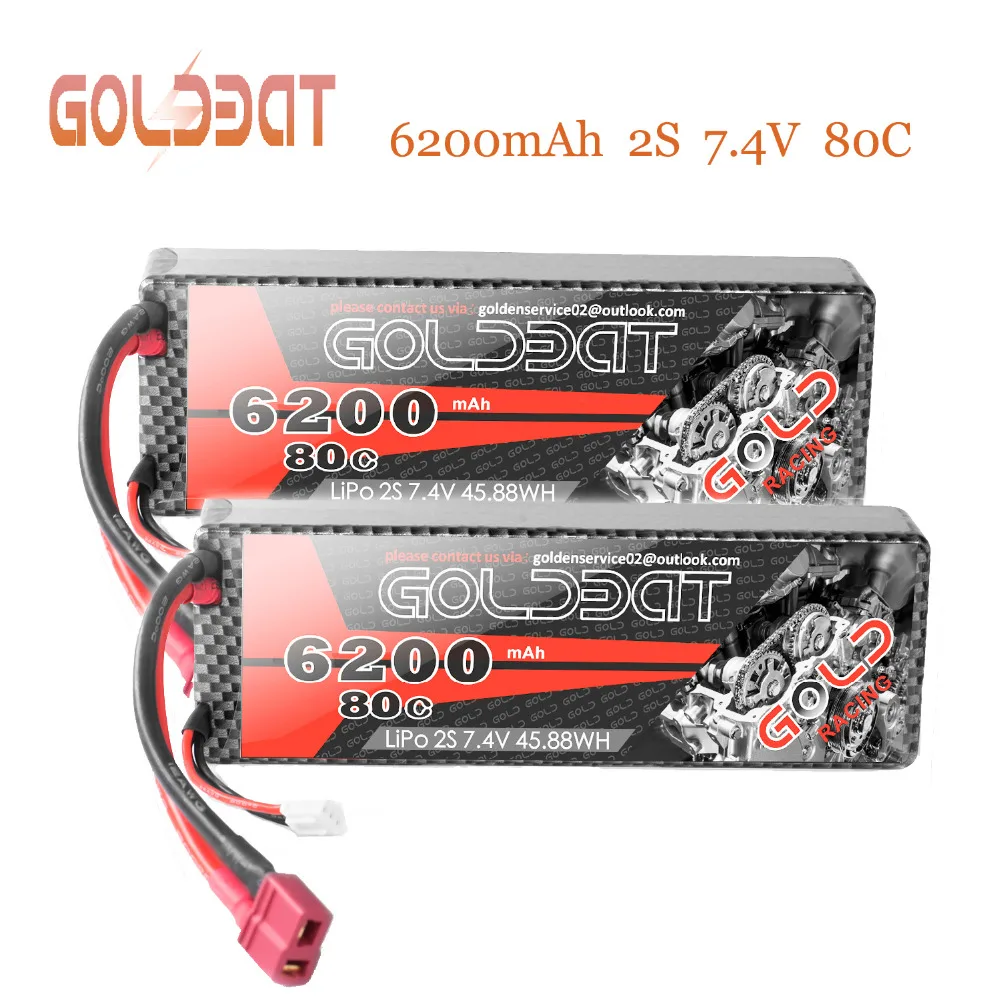 Аккумулятор GOLDBAT Lipo 2 шт. 7 4 В 2S 80C 6200 мАч|Детали и аксессуары| |
