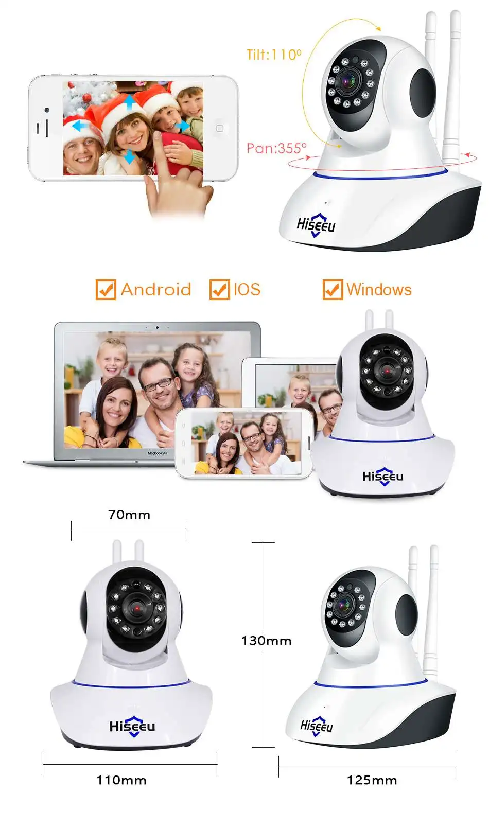 Hiseeu FH1D 3MP 1536P H.264 беспроводная ip-камера wi-fi домашняя охранная камера видеонаблюдения CCTV монитор для ухода за ребенком Smart Auto Tracking