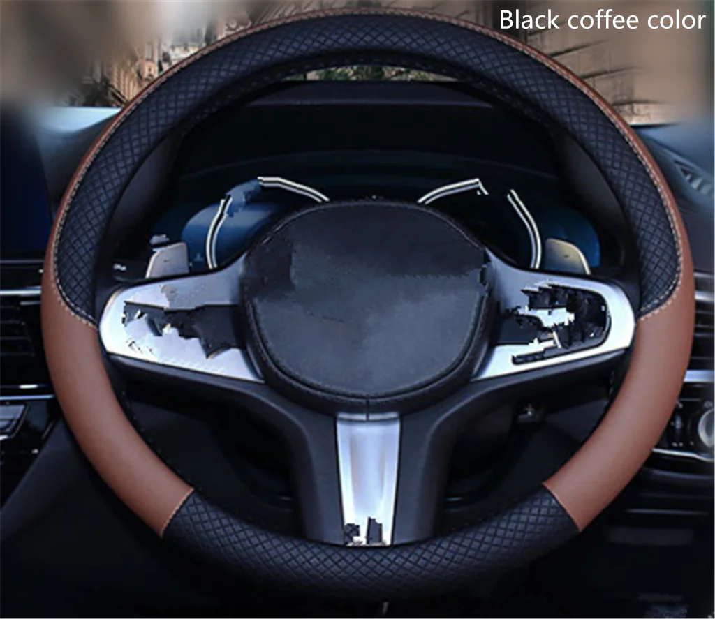 Крышка рулевого колеса автомобиля Искусственная кожа 38 см противоскольжения авто части для Fiat Fiorino 595 500 500 s Toro защитник Aegea - Название цвета: fxp-Brown