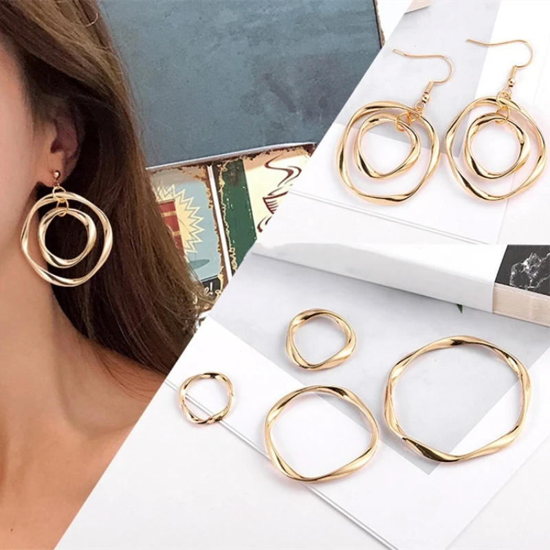 

10pcs Gold Round Circle Charms DIY Stud/Drop Earrings Making Hair Accessories Connectors Pendants Jewelry Findings for Women