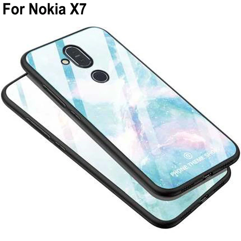 Чехол для Nokia X7 2018 роскошное закаленное стекло + чехол с мягкими краями X 7