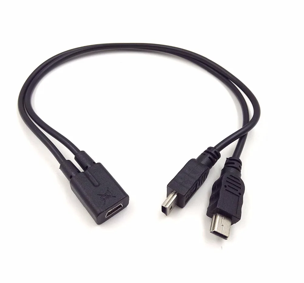 

Mini USB 1 to 2 Y Splitter Cable,USB 2.0 Mini 5-Pin Female to Double 2 Male Converter High Speed Charging Cable Cord