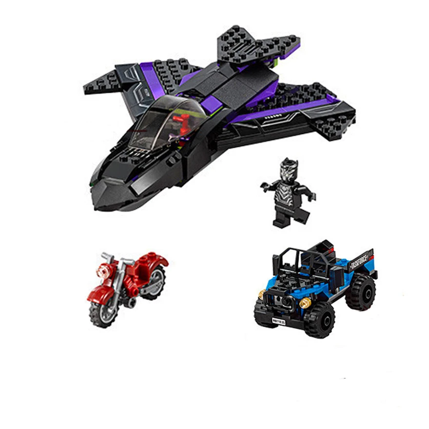 

DECOOL 7122 Infinity War Black Panther Plane Building Blocks Brick Compatible Technic 76047 Playmobil Toys