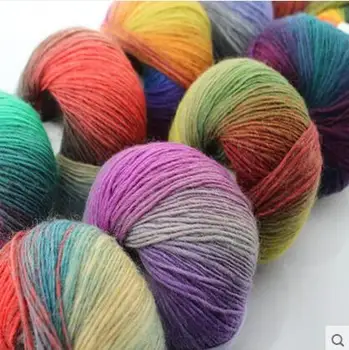 

300g/lot Rainbow wool For Knitting Yarn Hand-Knitted Hook Needle Wool Yarn For Hand Knitting Thread gran Section stained
