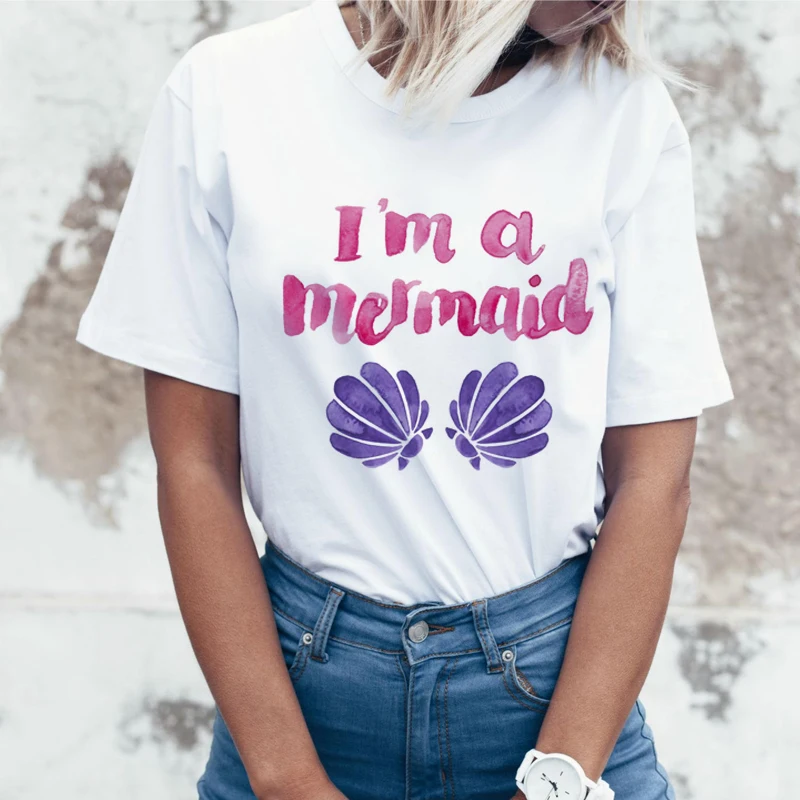 I am a mermaid женская футболка в стиле хип-хоп с круглым вырезом ретро 80 s классная