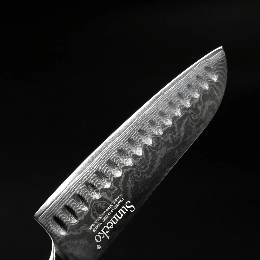 SUNNECKO 3 шт. Дамаск Кухня ножи сантоку нож для шеф-повара японский VG10 стальная бритва Sharp Пособия по кулинарии Pakka деревянной ручкой
