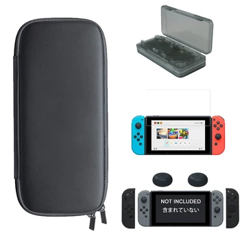 

5 in 1 Kit Carrying Case Bag+Tempered Glass Film Protect+Controller Silicon Case+Thumb Grips Caps+Card Case for Nintendo Switch