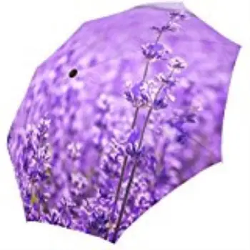 

Bouquet of Purple Lavender Flowers Foldable Folding Parasol Sun/Rain Umbrella Anti-UV Protection pocket Umbrella for Ladies