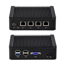 Qotom-Q190G4U 4 ядра безвентиляторный Мини-ПК Бег pfsense сервера брандмауэра маршрутизатора zero Шум настольный компьютер 4 гигабитным Порты LAN