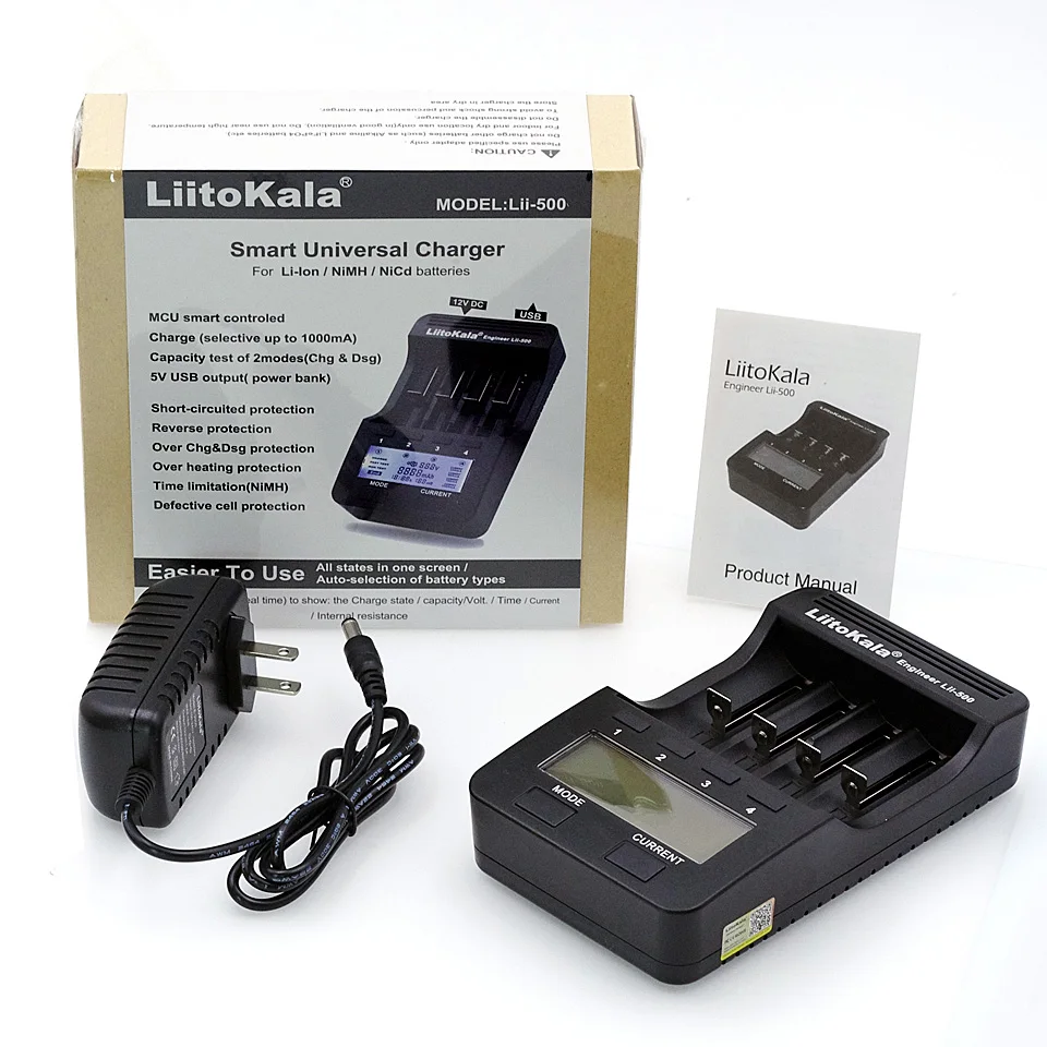 liitokala lii500 смарт-универсальный ЖК-дисплей литий-ионный NiMH AA AAA 10440 14500 16340 17335 17500 18490 17670 18650 Батарея Зарядное устройство