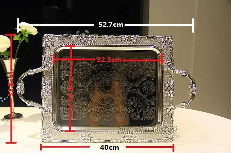 53*33 см большие размеры Прямоугольник Серебряный металлический поднос декоративный поднос металлические лотки декоративные подносы декоративные servingtraysFT019