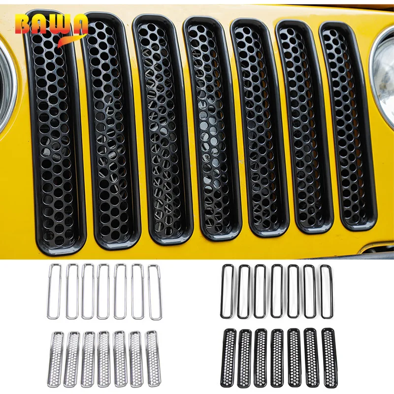 BAWA ячеистой сетки передняя решетка набор вставок для Jeep Wrangler TJ 1997 2006 из АБС