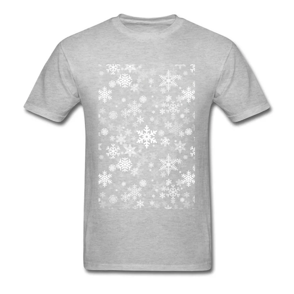 Casual Festive Snowflakes T Shirt for Men Classic April FOOL DAY O-Neck All Cotton Short Sleeve T-shirts Customized Tee Shirts Festive Snowflakes grey