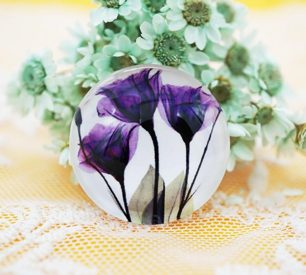 

2PCS/lot Round 30MM Flower Glass Cabochon for make bracelet necklace Jewelry for women 2019 earring pins brooch craft supply