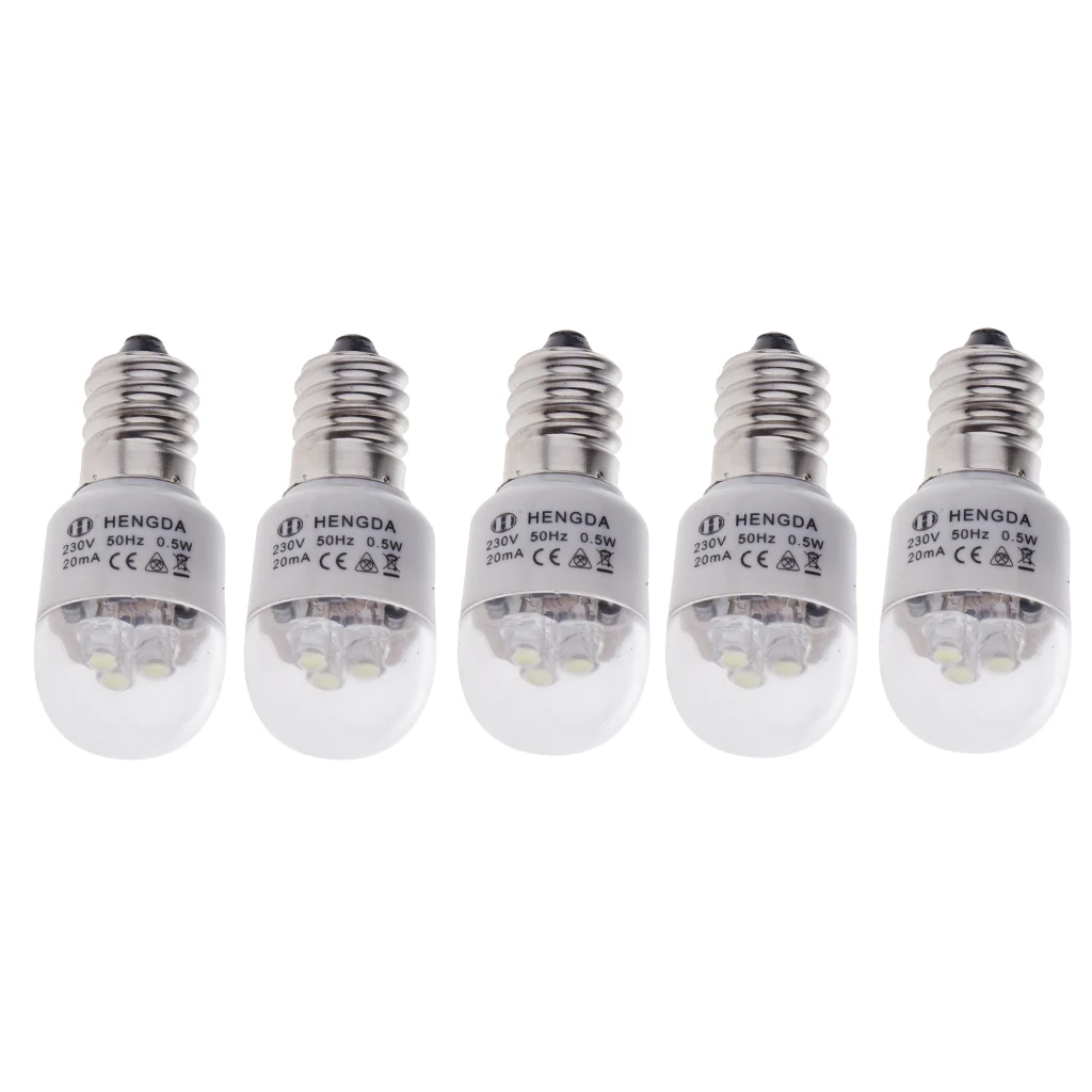 5pcs LED Light Bulbs 0.5W Domestic Sewing Machine Part for Brother, Singer, Feiyue, Acme, Juki, Butterfly, etc