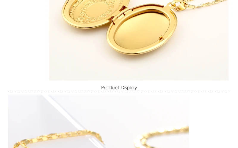 Long Memory Locket Necklace Photo Frame Pendant Gold Necklace Women Fashion Oval Initial Statement Necklaces & Pendants  (3)