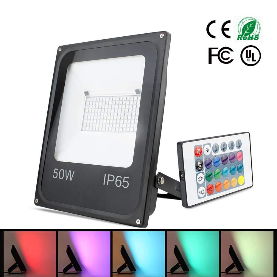 Mudando a Cor Escurecido ao ar Festa à Prova Luz de Inundação Exterior Pode Ser Livre Lâmpada Controle Remoto Holofote Ip65 Luzes Dwaterproof Água Rgb Led Luz