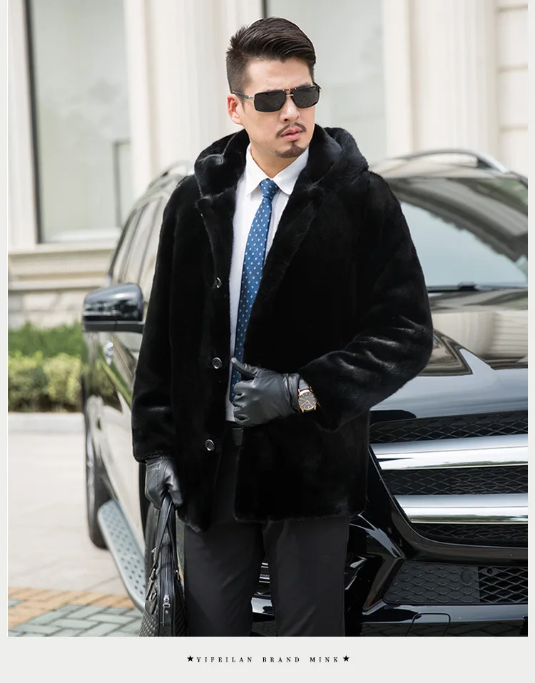 Роскошный мужской Тренч в деловом стиле из натурального меха норки, великолепные мужские пальто из натурального меха норки