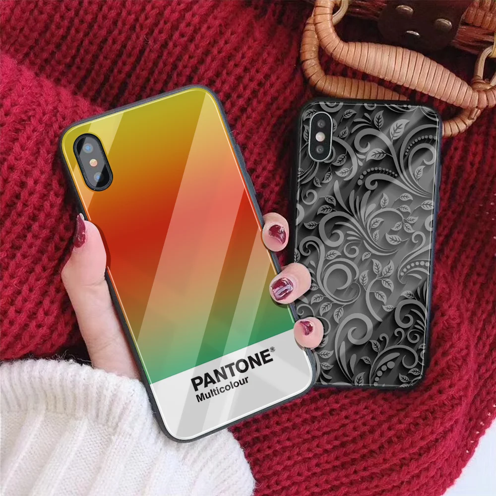 Стеклянный чехол для телефона для iphone 11 Pro 7Plus X SE DIY Pantone чехол из закаленного стекла для телефона для iphone 8 5S 5 6 6s XS Max XR уникальный